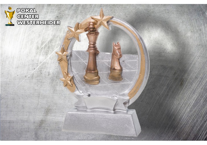 Schach pokal Figur silber-gold 