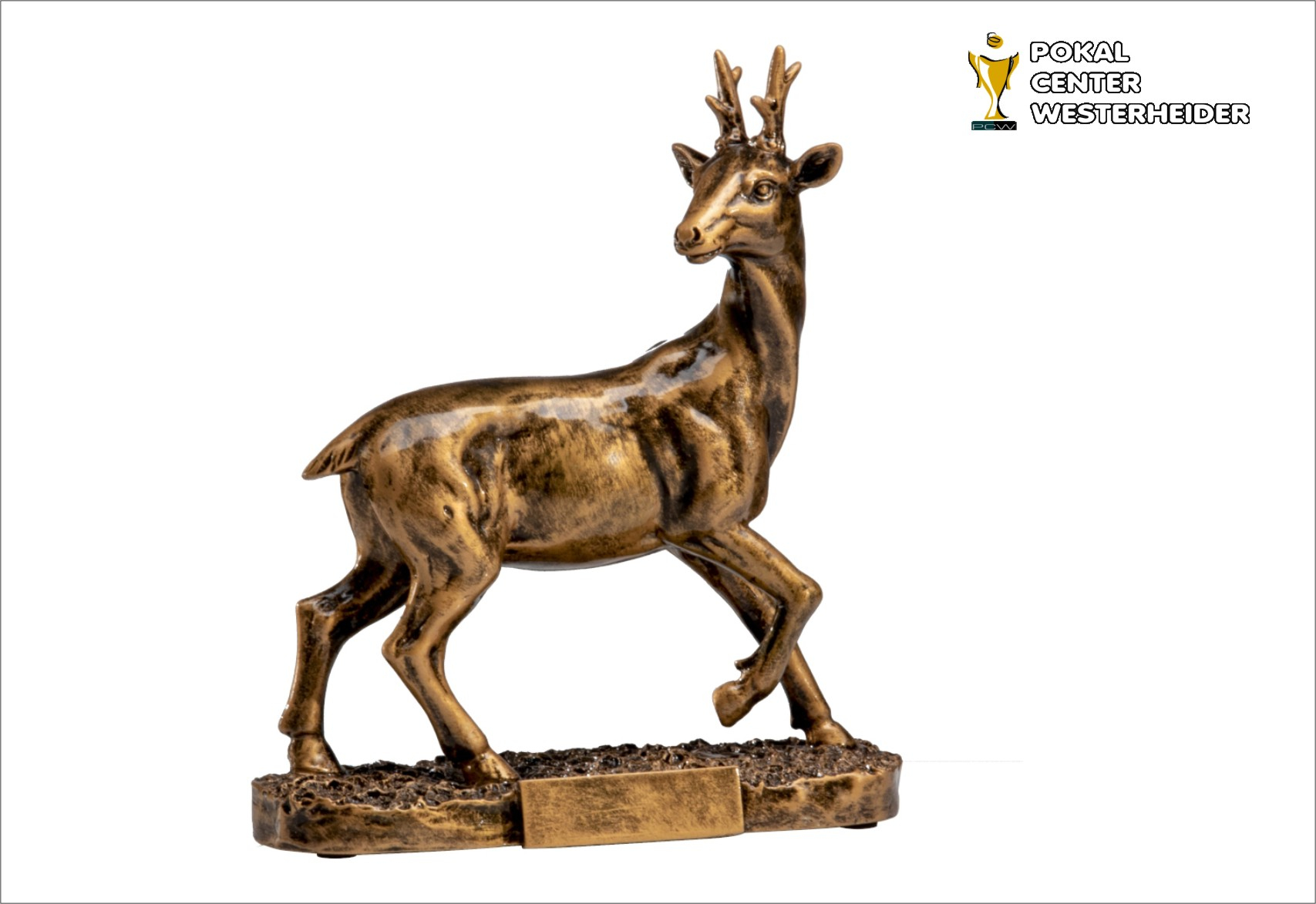 Rehbock Jagdtrophäen im Bronzelook mit Gravur