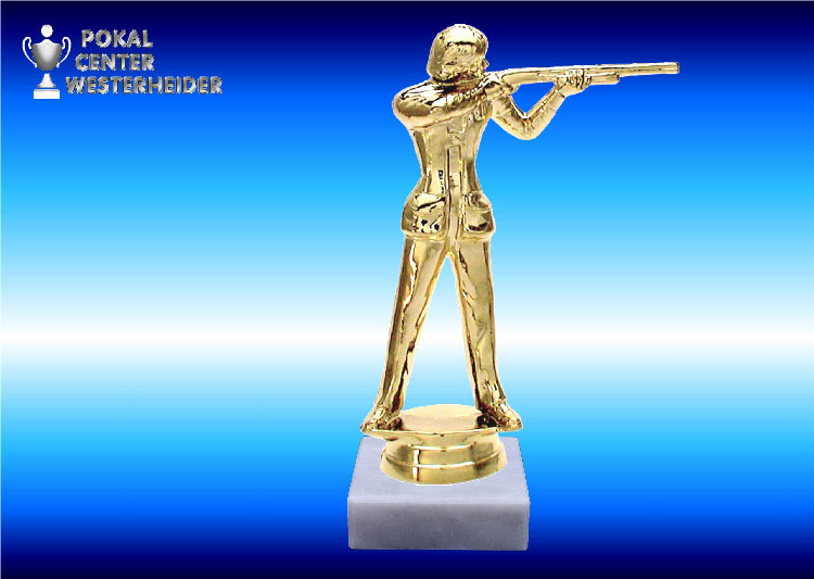Sportschützin-Figur Freihand in gold