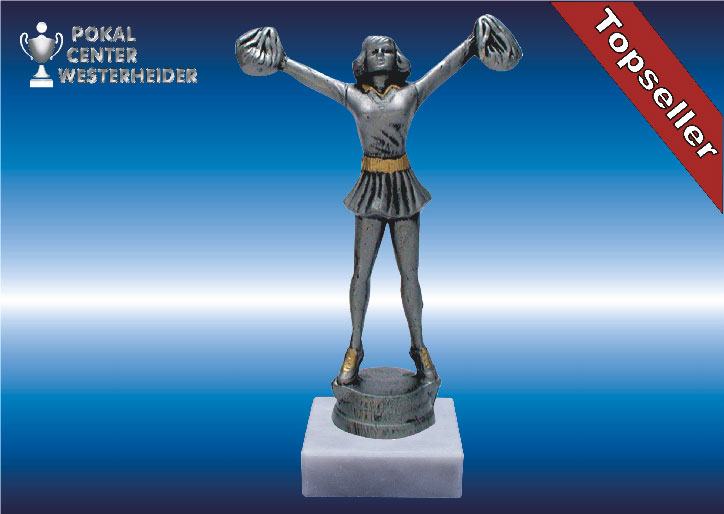 Cheerleader Trophäen-Figur silberantik