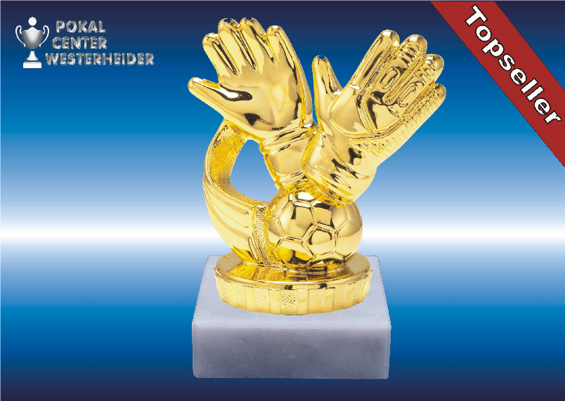 Fußball-Torwartfigur in goldglanz 