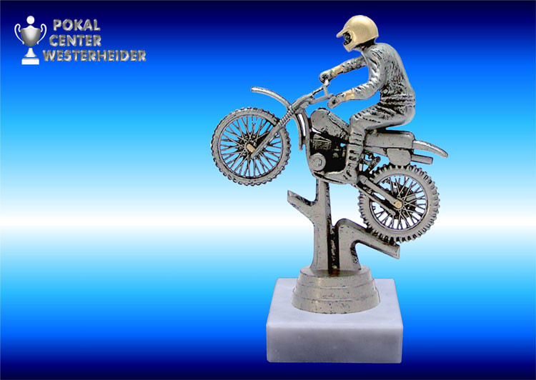 Motocross Trophäe in silberantik