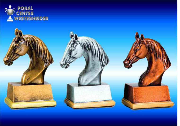 3er Reitsport Trophäe gold-silber-bronze