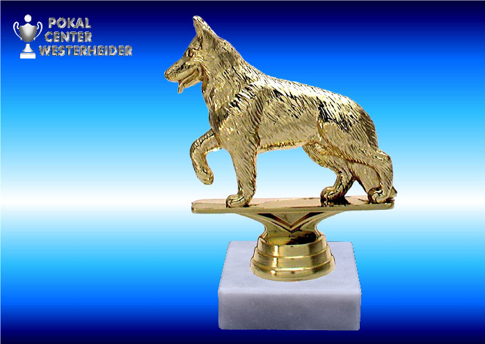 Schäferhundfigur in goldglanz