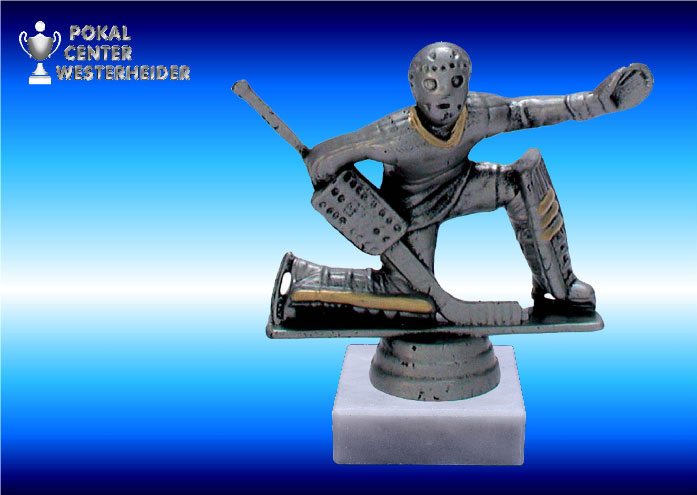 Eishockey Figuren Torwart silber-antik 