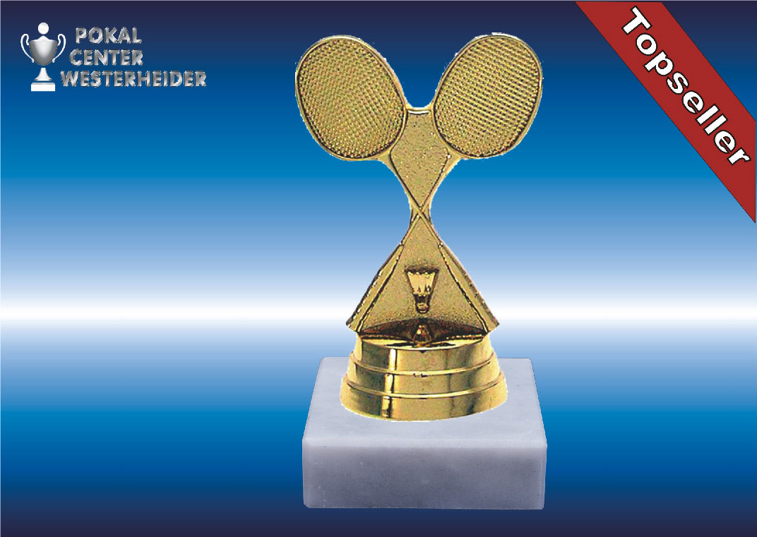 Badminton Trophäe in Goldglanz