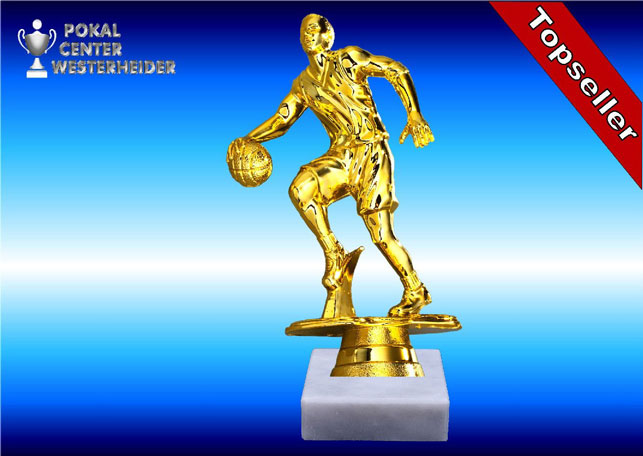 Basketball Trophäe "Dribble" in Goldglanz